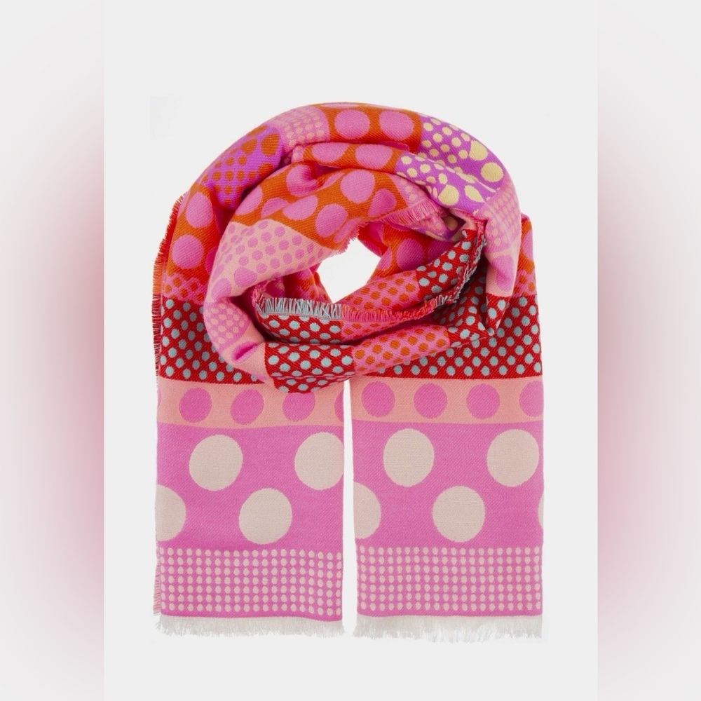 ALEX MAX - Pink Stripes & Polka Dots Scarf Colorful Made in Italy